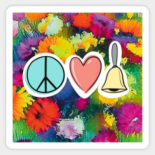 Peace Love Handbells Flower Pattern 2 Sticker